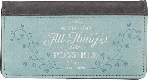 Vista 6 de Christian Art Gifts Teal Faux Leather Checkbook Cover for Women
