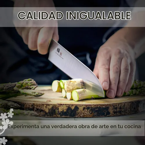 Vista 3 de Cuchillo Santoku japonés básico Kagayaki, 7.0 pulgadas (7.087 in) - Mono-acero VG-1, afilado de acero al carbono con facilidad inoxidable, fabricado