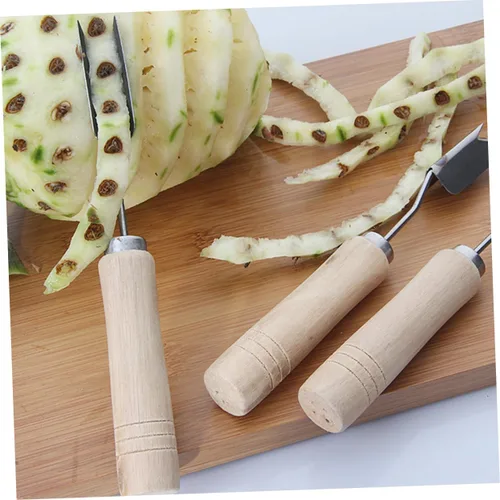 Vista 5 de Mikinona Removedor de ojos y tenedor de piña de acero inoxidable Herramienta de corte de frutas multiusos