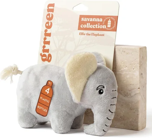 Vista 9 de Juguete de peluche prémium para perro, elefante de peluche, pequeño respetuoso con el medio ambiente 100% plástico reciclado, juguete lindo
