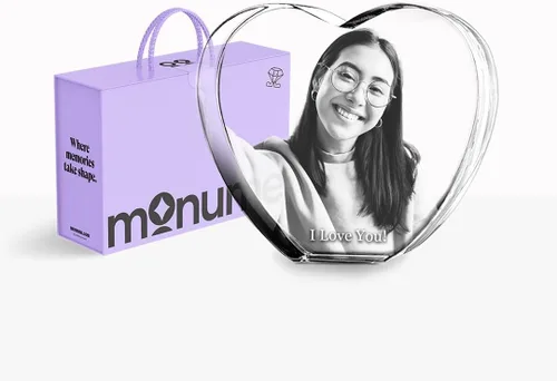 Vista 10 de Monume Corazón de cristal 3D (pequeño) - Foto de cristal personalizada Estándar