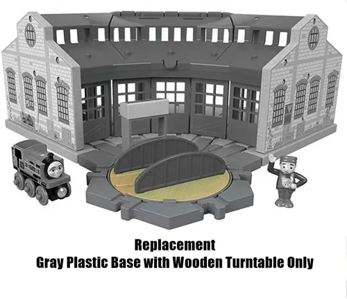 Vista 4 de Pieza de repuesto para cobertizos de madera Tidmouth de Thomas & Friends - GGG72 ~ Base de plástico gris con tocadiscos de madera