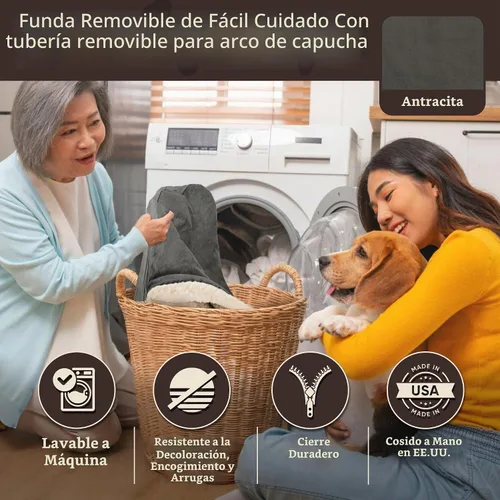 Vista 6 de Snoozer Cama de lujo de microsuede acogedora estilo cueva para mascotas, pequeña, antracita