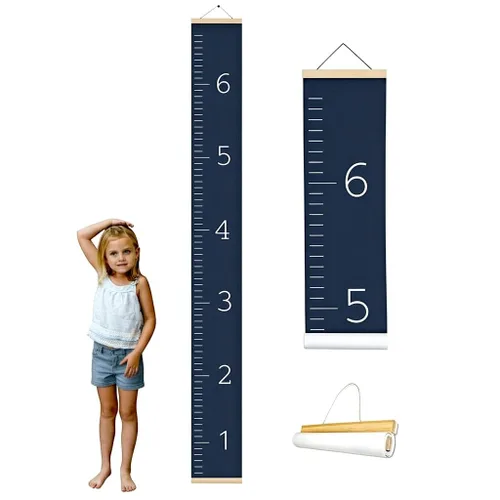 Vista 9 de Morxy Tabla de Crecimiento de Lona para Niños - Decoración de Pared Unisex para Habitación de Niños - Tabla de Medición de Altura - Cinta de Pared