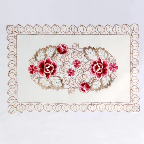 Vista 11 de LeLehome Juego de 4 manteles individuales bordados con flores, manteles individuales oblongos beige rosa, decoración para hogar, cocina, comedor