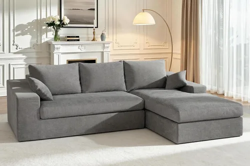 Vista 11 de HABUTWAY Sofá modular modular de 101 pulgadas con asiento profundo, moderno sofá convertible en forma de L, sofá tapizado con diván para sala
