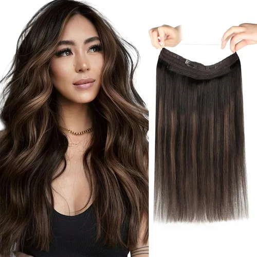 Vista 44 de Sassina Extensiones de Cabello con Alambre Invisible Cabello Humano Real con Alambre Transparente Tamaño Ajustable Clips Seguros Naturales Liso