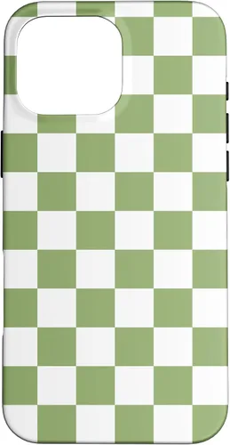 Vista 19 de Funda clásica a cuadros para iPhone 13 Pro Max, color verde salvia y blanco