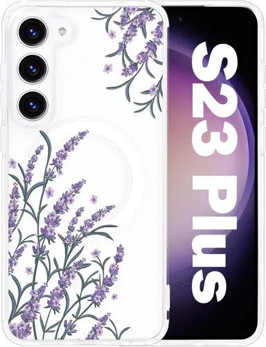 Vista 54 de Funda magnética para Samsung Galaxy S22 Ultra Flower, compatible con MagSafe, patrón floral transparente a prueba de golpes, parte trasera