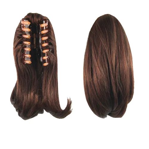 Vista 7 de S-ssoy 1003 - Extensión de pelo sintético para mujer, 10 pulgadas, con pinza de garra corta y recta