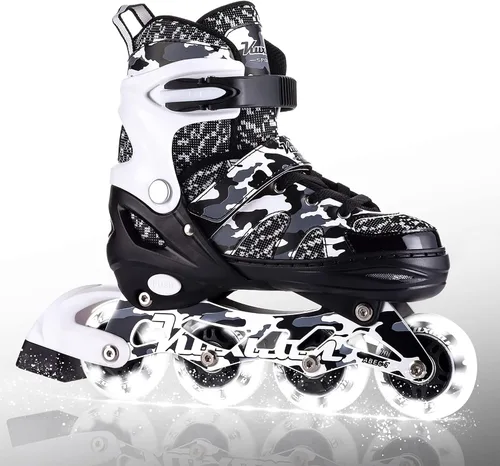 Vista 14 de Kuxuan Patines en línea ajustables para niños con ruedas iluminadas, divertidos patines iluminadores para niños, niñas y jóvenes