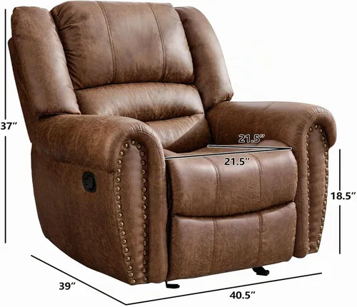 Vista 2 de EBELLO Silla reclinable manual de cuero sintético, silla reclinable individual clásica con cómodo apoyabrazos y respaldo, mueble para sala de estar