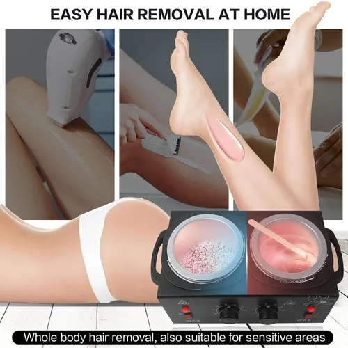Vista 6 de Calentador de cera portátil para depilación sin dolor, calentador de cera profesional para mujeres y hombres con juego de temperatura ajustable, 40
