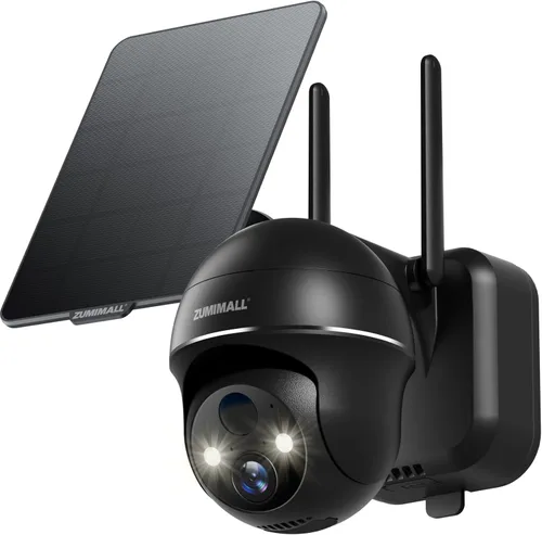 Vista 14 de Cámaras de seguridad ZUMIMALL inalámbricas para exteriores - 2 paquetes, cámara inalámbrica para exteriores con vista de 360°, alimentación solar