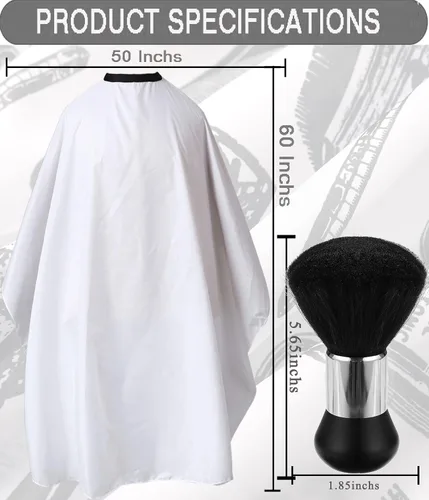 Vista 2 de Capa profesional de corte de pelo Borogo con cepillo para el cuello, capa de barbero para salón, accesorios de peluquería B A Blanco
