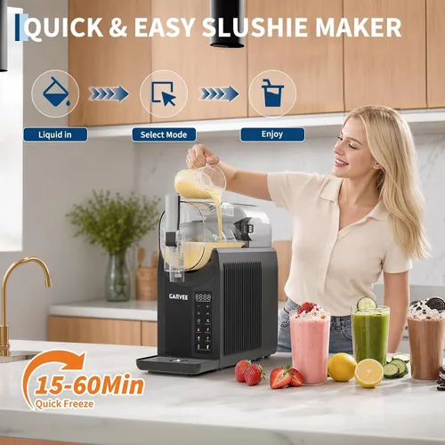 Vista 5 de No-Ice - Máquina de granizado de estilo comercial, máquina de bebidas congeladas de 68 onzas/2 litros, 6 programas preestablecidos, pantalla LED