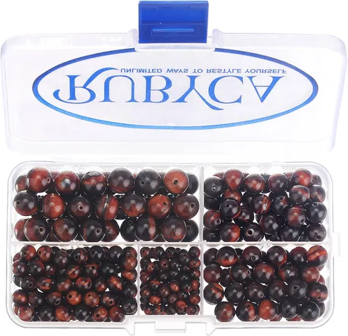 Vista 6 de RUBYCA Natural negro lava piedras preciosas redondas sueltas cuentas organizador caja de plástico fabricación de joyas mezcla tamaños