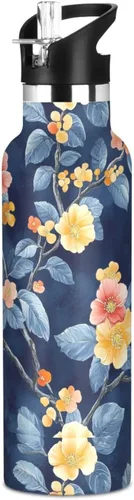 Vista 10 de Flowers Vacuum Insulated Sports Water Bottle Keeps Hot and Cold with Straw Leakproof BPA Free for Gym Sports 08