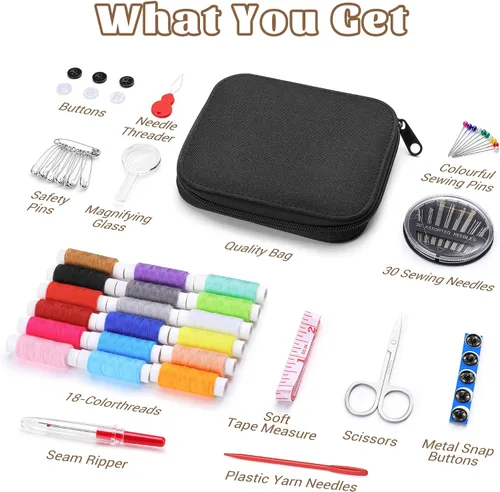 Vista 2 de Kit de costura Marcoon para adultos, kit portátil de reparación de agujas e