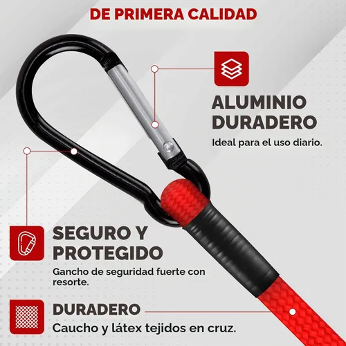 Vista 2 de FORTEM Surtido de cuerdas elásticas con mosquetón, paquete múltiple de 32 cuerdas elásticas, incluye cuerdas elásticas de 18", 24", 30", 36", 48