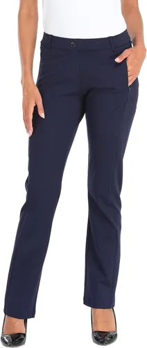 Vista 9 de HDE Pantalones de vestir de yoga para mujer de pierna recta tipo pull-on con 8 bolsillos Negro
