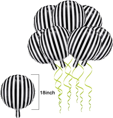 Vista 2 de Gejoy - 12 globos de rayas blancas y negras de 18 pulgadas para decoración