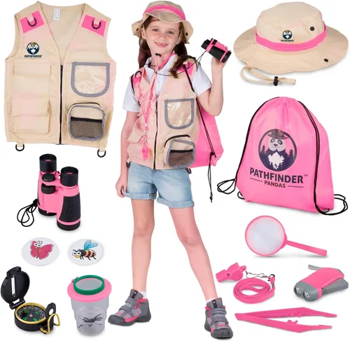 Vista 10 de Kit de Explorador Infantil con Chaleco y Sombrero de Safari para Niños de 7 a 12 Años - Disfraz de Safari y Vestirse como Guardián de Zoológico