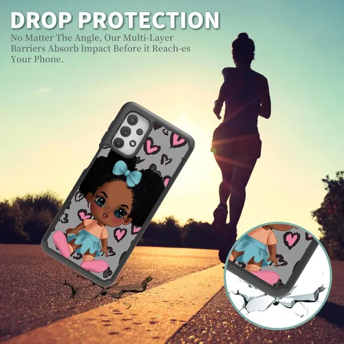 Vista 4 de Funda diseñada para Samsung Galaxy A32 (6.5 pulgadas), funda duradera para teléfono para niña bebé, negra, firmada para Galaxy A32 5G, funda Bebé