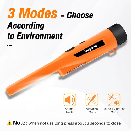 Vista 3 de Dmyond Detector de Metales Pinpointer y Accesorios - Varilla Puntera de Mano Impermeable Completa IP68 con 3 Modos - Incluye Tamiz para Arena
