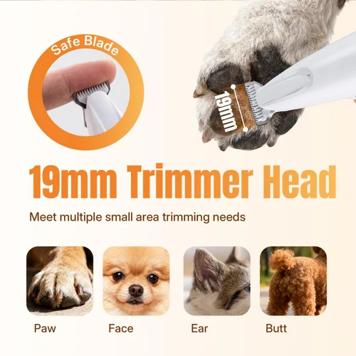 Vista 3 de Mcbazel Cortadora de uñas y microprecisión 2 en 1 para mascotas, multifuncional, recargable, con luz LED, para patas, ojos, orejas, glúteos