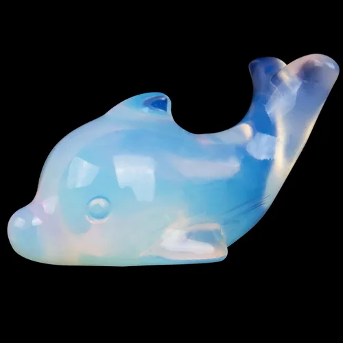 Vista 8 de Figura de delfín de cristal de aventurina azul, tallada a mano, 1.8 pulgadas, escultura de animal pulida, piedra curativa, meditación, decoración