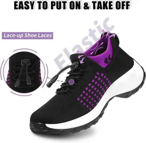 Vista 4 de STUNAHOME Zapatos deportivos ortopédicos transpirables para mujer, zapatos para caminar sin cordones, cómodos, informales, zapatos atléticos
