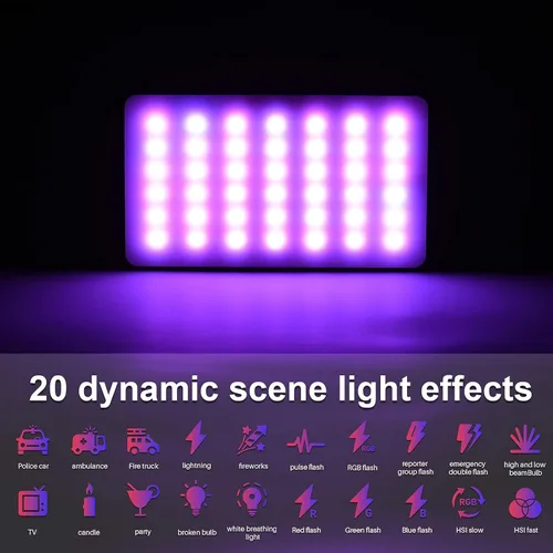 Vista 4 de Andoer Iluminación video CRI95+2500K-9000K de la conferencia del kit de la luz del RGB LED W140