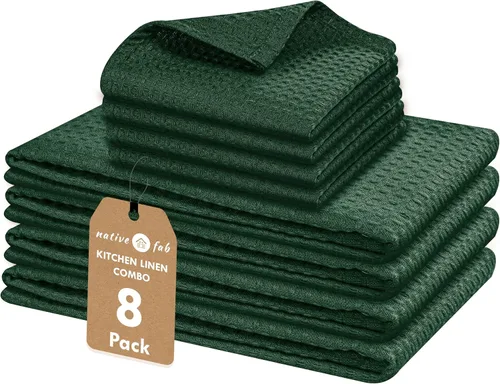 Vista 9 de Native Fab Juego de 8 toallas de cocina y paños de cocina, absorbentes, duraderos, de secado rápido para limpiar, cocinar, hornear, ideal