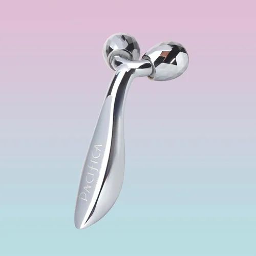 Vista 10 de Pacifica Future Youth Rodillo Facial de Acero Inoxidable – Masajeador Facial Dual de Enfriamiento Gua Sha para Esculpir, Contornear y Reducir