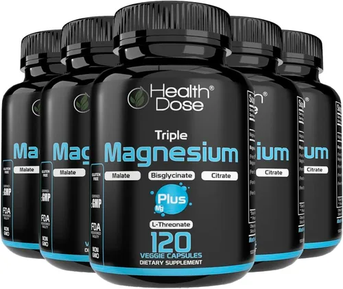 Vista 12 de Health Dose Triple Magnesium Complex 1000 mg Mezcla de L-treonato, bisglicinato, citrato y malato Apoyo para la relajación muscular, el sueño