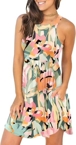 Vista 29 de HiMONE Vestidos de Vacaciones para Mujeres 2025 Vestido de Verano Vestidos Casuales de Verano para Mujeres Vestidos Casuales de Playa Petite Azul