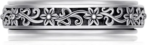 Vista 16 de YAFEINI Anillo giratorio de plata de ley para mujer, nudo celta, girasol, margarita, corazón, árbol de la vida, joyería de regalo para mujeres