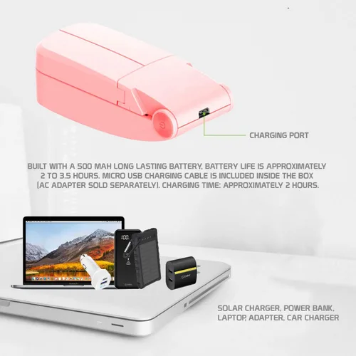 Vista 6 de Cellet Mini ventiladores portátiles plegables de mano de dos velocidades de refrigeración por aire USB recargable (verde)