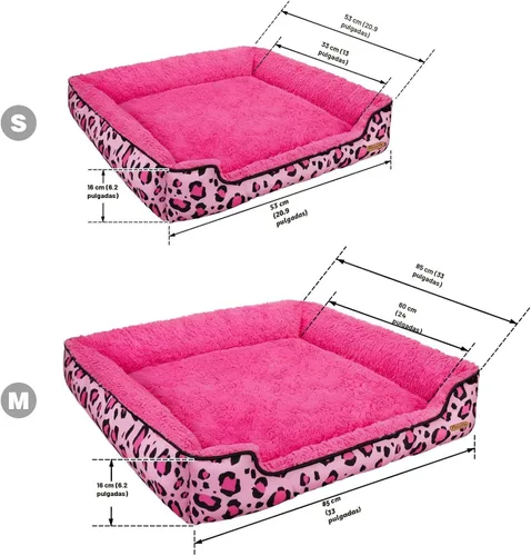 Vista 3 de Cama rectangular lavable para perros grandes, medianos y pequeños, camas suaves y relajantes, sofá cálido y duradero para mascotas con parte Rosa