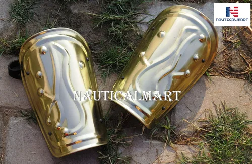 Vista 2 de NAUTICALMART Brazales de armadura griega, abrazaderas con acabado de latón, Latón