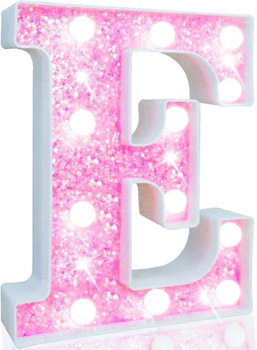 Vista 13 de Pooqla Luces de números de marquesina, números de luz rosa para niñas de 10.º cumpleaños, funciona con pilas, luz nocturna de número con purpurina