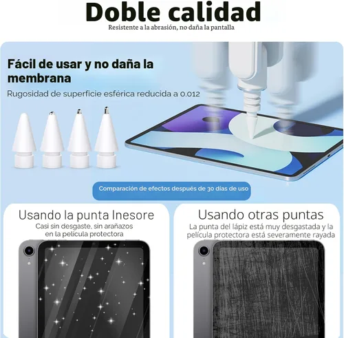 Vista 4 de Inesore Paquete de 8 accesorios de repuesto para puntas de lápiz Apple, compatible con Apple Pencil Pro/2ª generación/1ª generación/USB C, punta