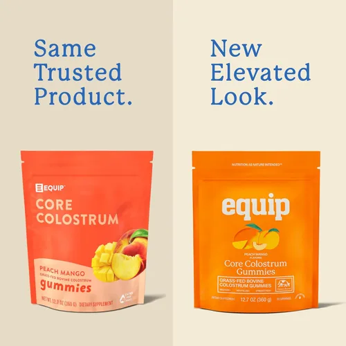 Vista 2 de Equip Foods Core Gomitas de Calostro Bovino, Suplemento de Calostro Alimentado con Pasto Delicioso de 1g por Porción - Salud Intestinal, Inmunidad