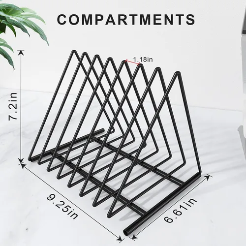 Vista 2 de TOPCJ Estantes Triangulares para Carpetas de Archivos, Soporte de Archivos de 7 Secciones, Clasificador/Soporte de Almacenamiento de Archivos
