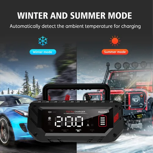 Vista 7 de Cargador de Batería de Litio de 20 Amperios, 12V y 24V Lifepo4, Portátil para Coche, Mantenedor de Batería, Cargador de Goteo y Desulfatador