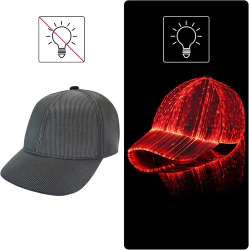 Vista 3 de LIOVODE LED Hat, Baseball Cap Light Up with Fiber Optic 7 Colors Luminous USB Charging Hat Accessories