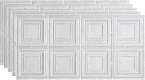Vista 19 de FASÄDE Panel de techo decorativo de vinilo para retrato en blanco mate (muestra de 12 x 12 pulgadas)