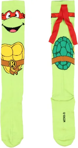 Vista 2 de Bioworld Calcetines altos hasta la rodilla con máscara de personaje de tortugas ninja