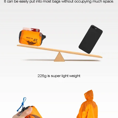 Vista 7 de 3F UL GEAR Poncho de senderismo ligero, mochila impermeable poncho impermeable para senderismo al aire libre, camping, senderismo